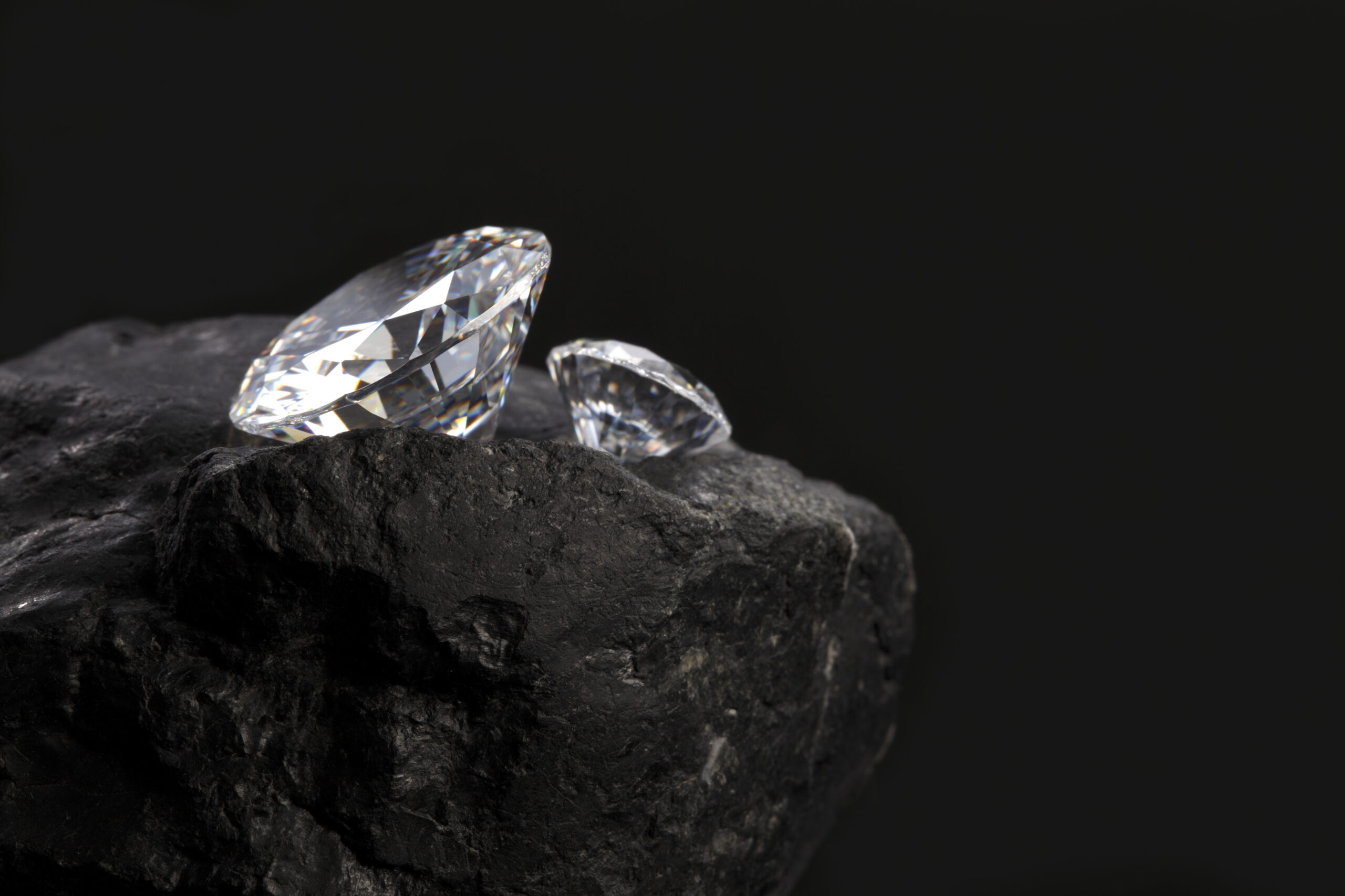 A decorative diamond on a rock in nature