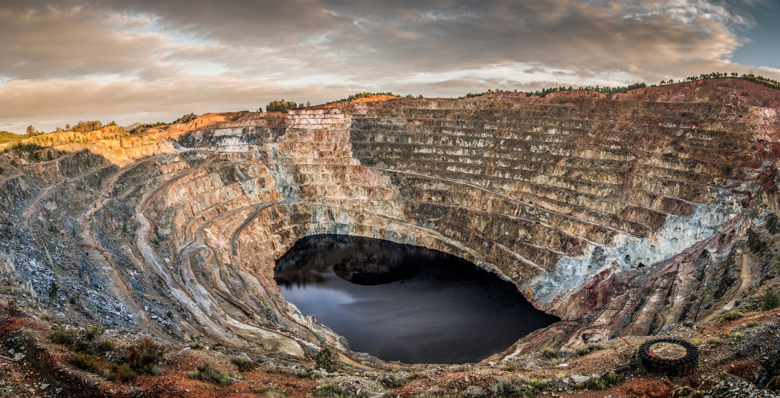 Opencast mine, now abandoned in Huelva Rio Tinto mines. one of the opencast mines largest in the world. seven panoramic photographs